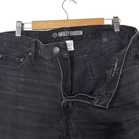 Harley Davidson Mens Black Denim Boot-Cut Jeans Size 40 x 34 Moto